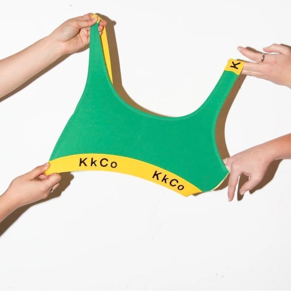 KkCo Cotton Blend Sports Bra in Lemon & Lime NEW XS MSRP $66